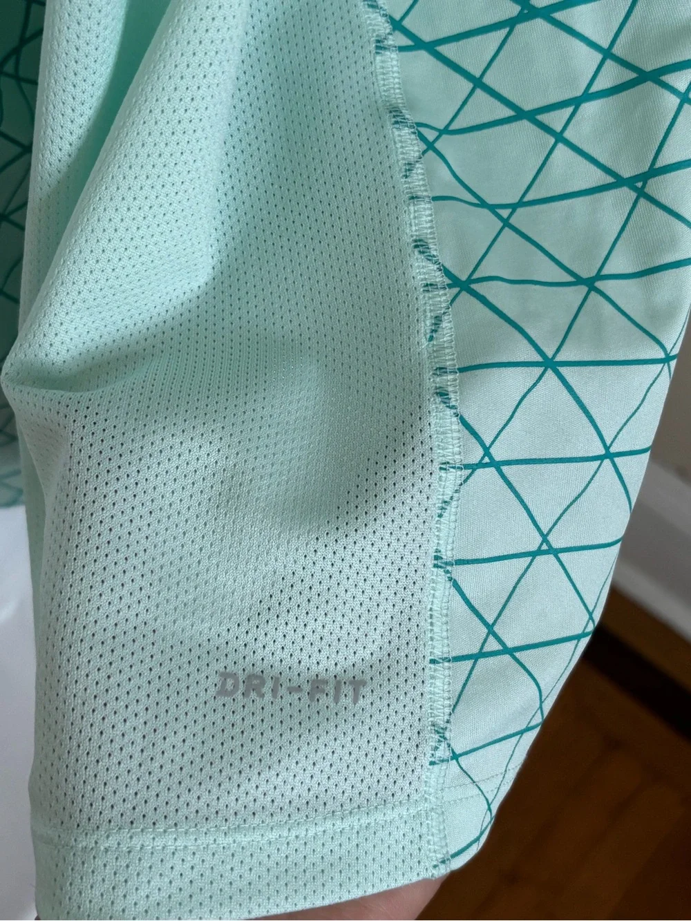 Nike Light Mint Dri Fit Racerback Tank with Geometric Side Panels